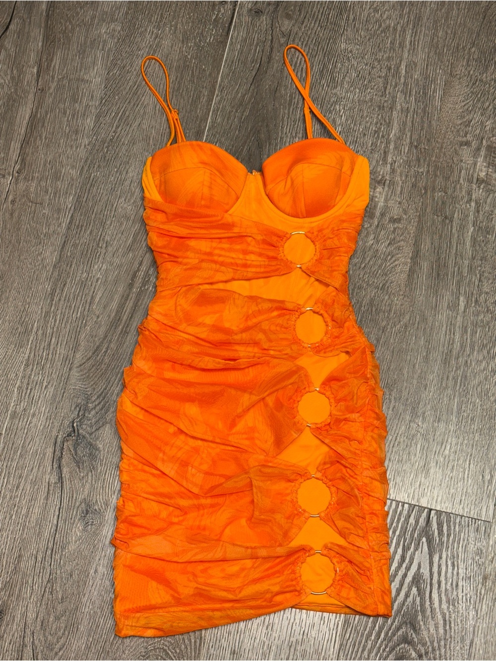 Ohpolly Orange Ring-Detail Bodycon Corset Mini Dress US 2